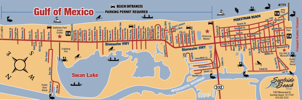Map of Surfside Beach Texas - things to do in surfside texas