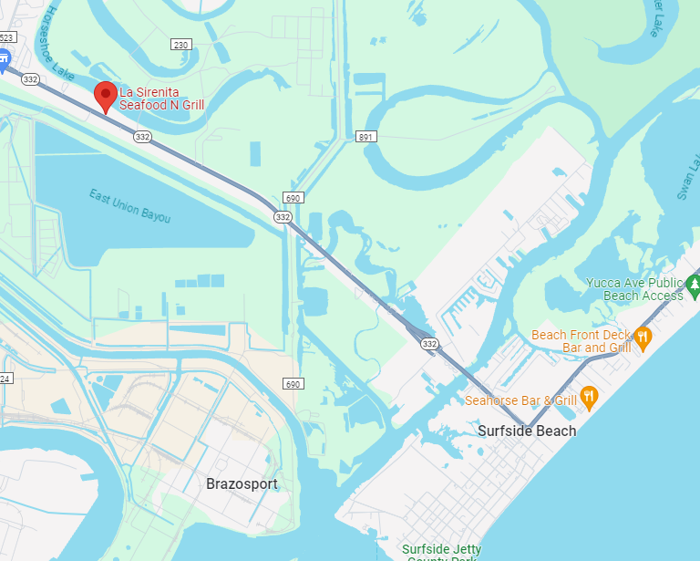 map of surfside restaurants texas