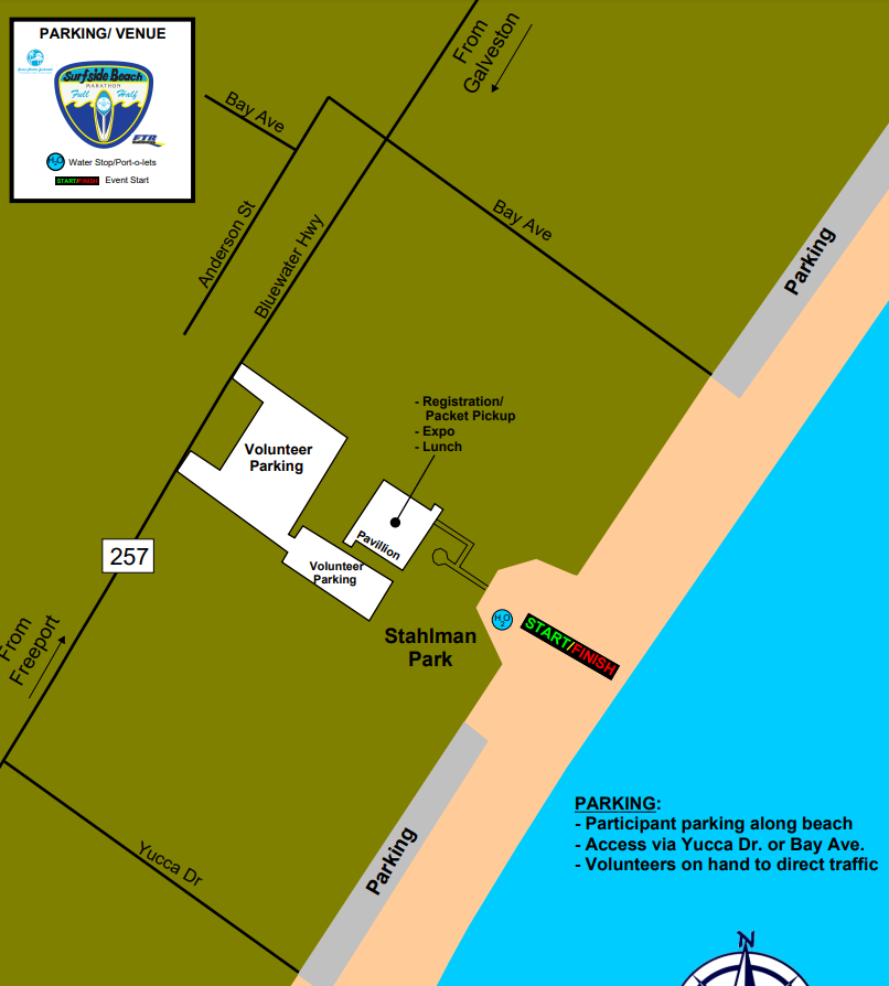 Surfside Beach Marathon in Surfside Beach Texas - starting map