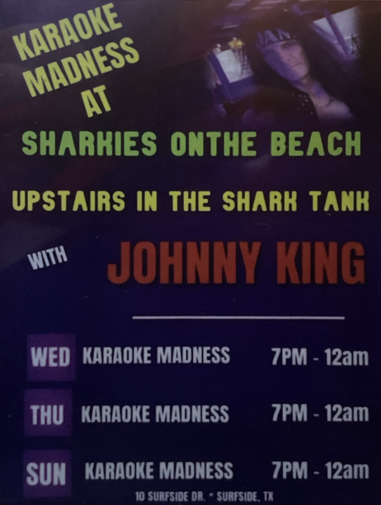 karaoke at sharkies on the beach surfside beach tx